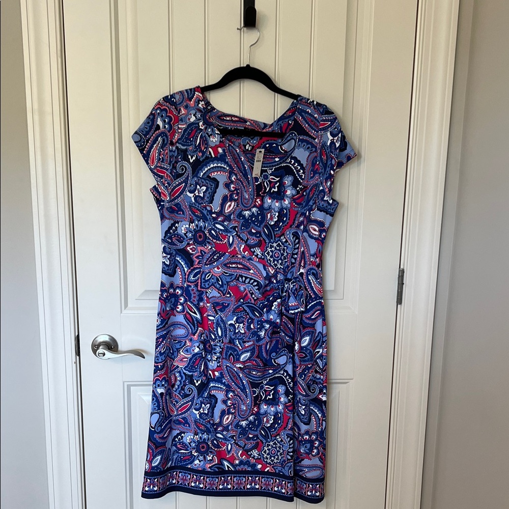 Talbots Vibrant Paisley Mini Dress in Blue and Pink